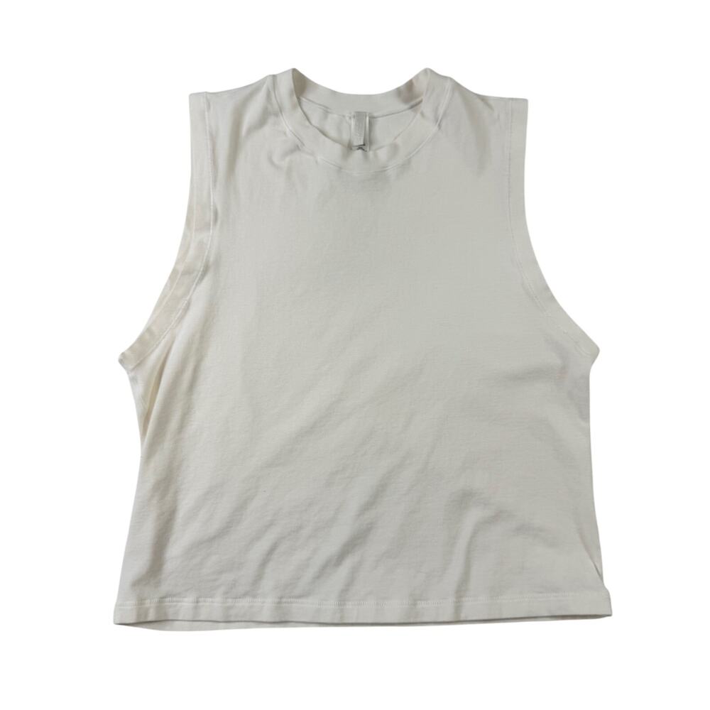 SKIMS Cotton Jersey Mock Neck Crop Tank Top Cream Bone Plus Size 4X Clean Girl - Picture 2 of 11